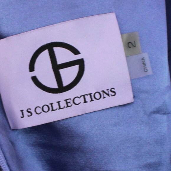 JS Collections Flutter Sleeve Embroidered Dress in Blue - Picture 3 of 12